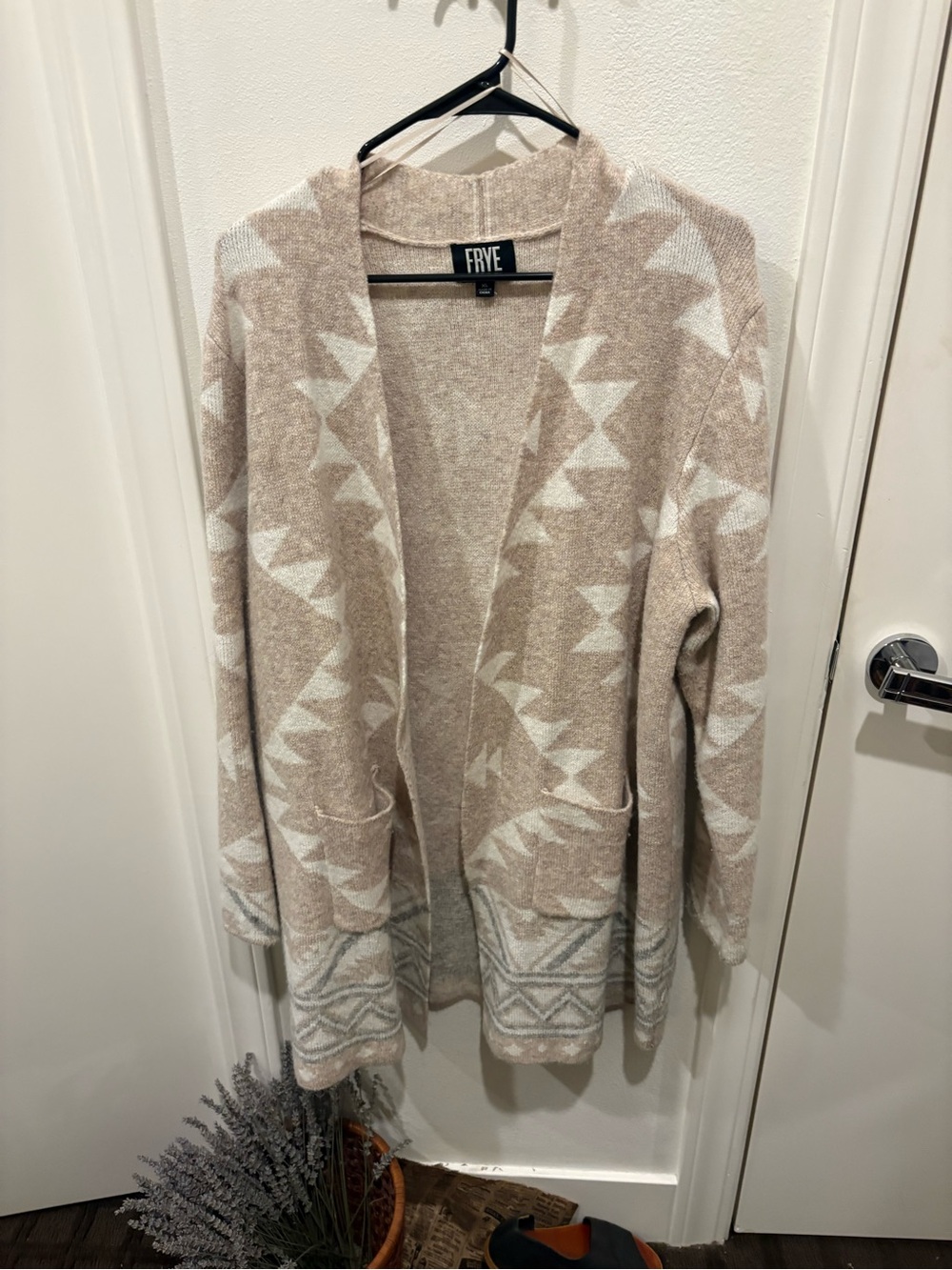 FRYE Beige and Cream Aztec Cardigan